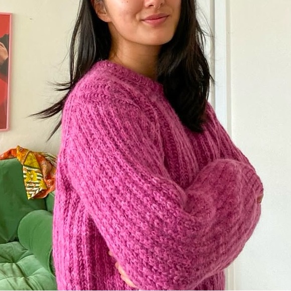 Handmade Pink Ribbed Cropped Sweater - Picture 3 of 6